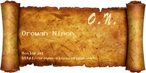 Orowan Ninon névjegykártya